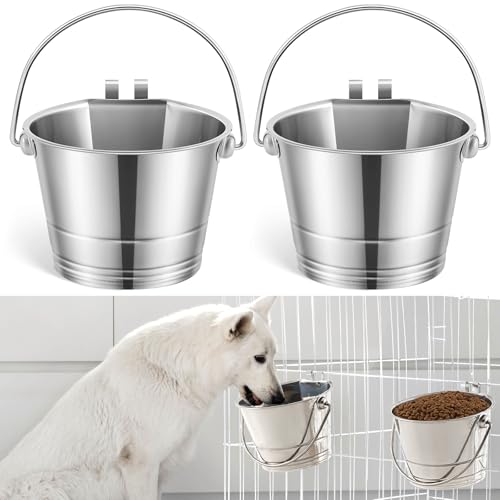 Honeydak 2 Stück flache Eimer mit Doppelhaken, 1 Quart Edelstahl, flache Rückseite, Doppelhaken, zum Aufhängen, Wassereimer für Hunde, Katzen, Tierkäfige, Käfige, Zäune, Haustierbehälter Honeydak 2 Stück flache Eimer mit Doppelhaken, 1 Quart Edelstahl, flache Rückseite, Doppelhaken, zum Aufhängen, Wassereimer für Hunde, Katzen, Tierkäfige, Käfige, Zäune, Haustierbehälter von Honeydak