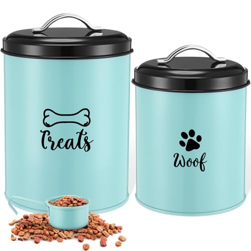 Honeydak Leckerli-Behälter für Hunde, Metall, mit Deckel, Keksbehälter für Bauernhaus, Küche, Theke, grünes Leckerli-Glas, Lebensmittelaufbewahrung für Haustiere, 2 Stück von Honeydak