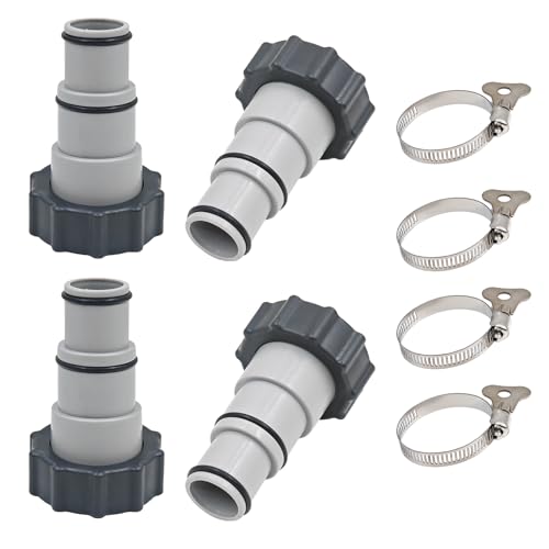 HongFuFu 4-Pack-Pool-Schlauchadapter mit 4-PCS-Klemmen, Filterpumpen-Verbindungsstück-Ersatz für Gewindeverbindungspumpe 1.5/1.25 Zoll-Schläuche HongFuFu 4-Pack-Pool-Schlauchadapter mit 4-PCS-Klemmen, Filterpumpen-Verbindungsstück-Ersatz für Gewindeverbindungspumpe 1.5/1.25 Zoll-Schläuche von HongFuFu