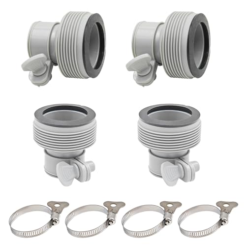 HongFuFu 4-Pack-Pool-Schlauchadapter mit 4-PCS-Klemmen, Filterpumpen-Verbindungsstück-Ersatz für Gewindeverbindungspumpe 1.5/1.25 Zoll-Schläuche HongFuFu 4-Pack-Pool-Schlauchadapter mit 4-PCS-Klemmen, Filterpumpen-Verbindungsstück-Ersatz für Gewindeverbindungspumpe 1.5/1.25 Zoll-Schläuche von HongFuFu