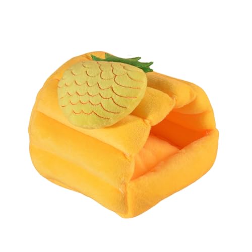 Hamsterhaus, Meerschweinchenbett, Höhle, Winter, warm, gemütlich, Käfig-Nest, Zubehör, waschbares Versteck für Zwerg, Kaninchen, Chinchilla, Igel, M (Ananas) von HongGun