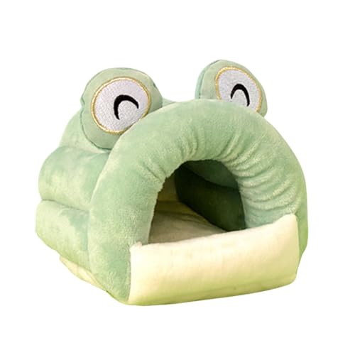 Hamsterhaus, Meerschweinchenbett, Höhle, Winter, warm, gemütlich, Käfig-Nest, Zubehör, waschbares Versteck für Zwerg, Kaninchen, Chinchilla, Igel, S (grüner Frosch) von HongGun