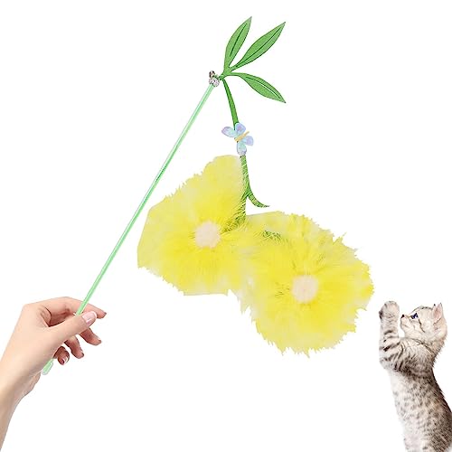 Hongjingda Katzen-Teaser-Spielzeug - Interaktives Spielzeug mit Blumenfederglocke | Weiches Haustierspielzeug, Katzenspielzeug für Tierkliniken, Tierhandlungen, Wohnzimmer von Katzencafés von Hongjingda