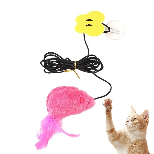 Hongjingda Katzentür-Spielzeugschnur | Kitten Toys Lustiges Türbehang Hüpfendes Mausspielzeug,Schaukelspielzeug, interaktives Katzenspielzeug mit Feder und einziehbarer Schnur mit Stimmmaus von Hongjingda