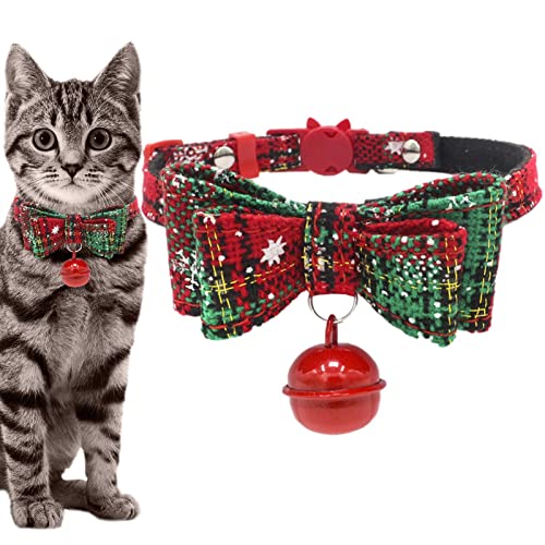 Verstellbares Hundehalsband Weihnachten,Hundehalsbandbefestigung Fliege Weihnachten | Elegantes kleines Hundehalsband mit Schleife, verstellbare Hundehalsbänder für kleine/mittlere/Hongjingda von Hongjingda
