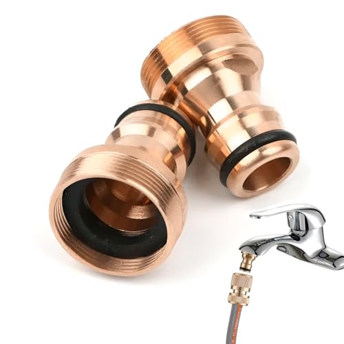 Hongoen 2 Stück Messing Hahnanschlussstück,Universal-Wasserhahnanschluss für Mischbatterie,Außengewinde Messing-Schnellkupplungfür Mischbatterie für Gartenschlauch von Hongoen