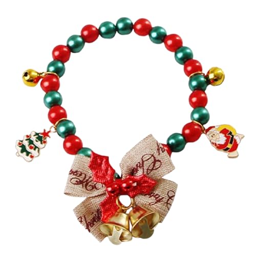 Christmas Cat Halsband - Weiblich Welpen Halskette,Halsband mit Schleife Glocke und Santa Weihnachtsbaum Schneeflocken Elch Anhänger Festtag Zubehör für Kleine Hunde Mädchen Junge von Honhoha