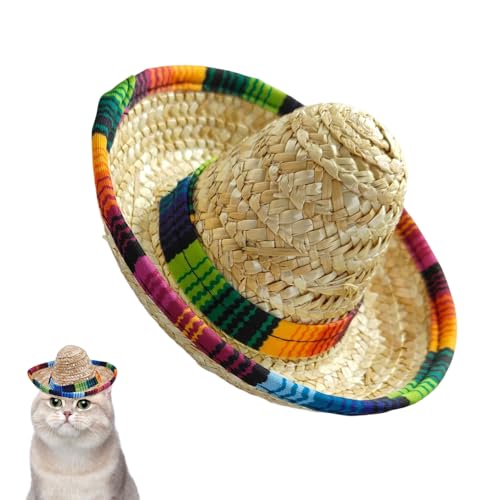 Mini Sombrero,Geflochtene Kleine Sombrero Hütchen | Weitkrempige Kostüm Deko Ausstattung - Karneval Fiesta Sommerfest Mini Sombrero,Geflochtene Kleine Sombrero Hütchen | Weitkrempige Kostüm Deko Ausstattung - Karneval Fiesta Sommerfest von Honhoha
