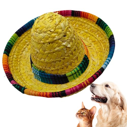 Sombrero Partymeister Hüte | Geflochtene Mexikanische Festhüte - Weitkrempige Kostüm Deko Ausstattung,Karneval Fiesta Sommerfest von Honhoha