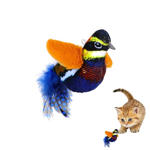 Zwitscherndes Vogel-Katzenspielzeug - Plüschkatzenspielzeug für Wohnungskatzen - Flatterndes Katzenspielzeug, langlebiger zwitschernder Vogel zum Trainieren, Katzen zum Alleinspielen, Kätzchen Honhoha von Honhoha