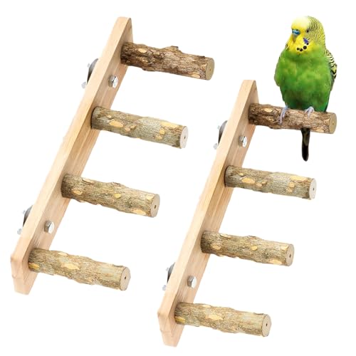 Honicemar Holz Vogelkäfig Zubehör Vogel Spielzeug - 2 Stück Vogel Leitern Papageienständer Set, Sitzstangen für Kleine bis Mittelgroße Papageien, Fördert Bewegung & Mentale Gesundheit Honicemar Holz Vogelkäfig Zubehör Vogel Spielzeug - 2 Stück Vogel Leitern Papageienständer Set, Sitzstangen für Kleine bis Mittelgroße Papageien, Fördert Bewegung & Mentale Gesundheit von Honicemar