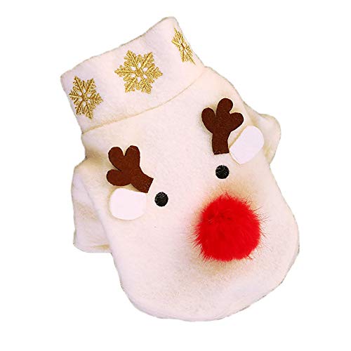 Honmao Weihnachtskostüm für Hunde, Katzen, Weihnachtsoutfit für Hunde, weiße Elch-Kleidung für große, mittelgroße und kleine Hunde von Honmao