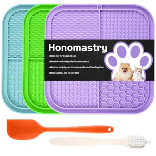 Leckmatte für Hunde, Premium Lick Pad mit Saugnäpfen für Hunde Angstlinderung, Slow Feeder Hundenäpfe, Baden, Pflegen und Training von Honomastry