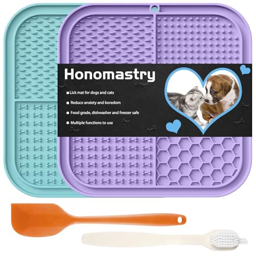 Leckmatte für Hunde, Premium Lick Pad mit Saugnäpfen für Hunde Angstlinderung, Slow Feeder Hundenäpfe, Baden, Pflegen und Training von Honomastry