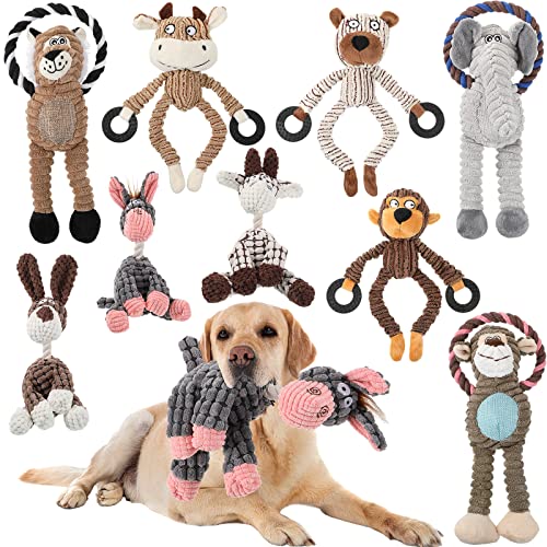 Honoson 9 Stück quietschendes Hundespielzeug, Kauspielzeug für kleine Hunde, Seilspielzeug, Welpen, Zahnenspielzeug, mit Quietsch- und Seil, Training und Unterhaltung, 9 Stile von Honoson