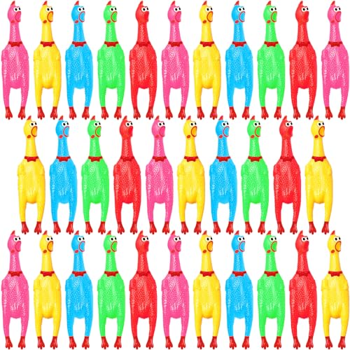 Hundespielzeug aus Gummi, 30,5 cm, quietschendes Huhn, quietschend, laut, für Erwachsene, Teenager, Hunde, Haustiere, reduziert Trennung, Stress, Angst, Geschenke (mehrfarbig) von Honoson