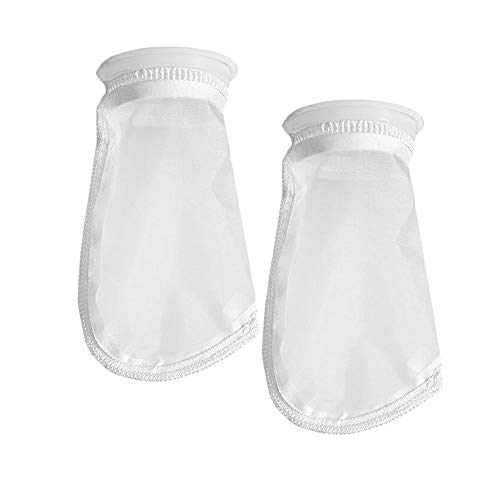 Honritone 2 Stück 500 Mikron 10,2 cm Ring x 22,9 lang Mikron, Kunststoffring, kurze Tasche Nylon Mesh Filtersocke für Aquarien Marine Reef Sump (500 Nylon-Filtersocke) von Honritone