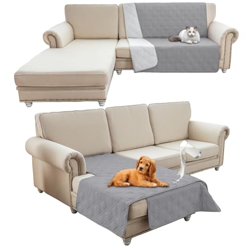 HonunG Wasserdichte Haustierdecke, wendbarer Haustiersofabezug, Teppich, für Hund und Katze, große Haustierdecke, Sofa, Couch, Möbelschutz für Kinder, Hunde, Katzen (243,8 x 208,3 cm, Hellgrau) von HonunG