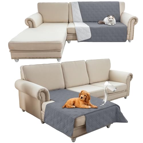 HonunG wasserdichte Haustierdecke,Sofa Decke,Hundedecke Für Unterwegs,wasserdichte Decke,Wasserfeste Decke bieten umfassende Abdeckung und Schutz für Ihre Sofa, Bett, Autositz (101x127cm,Grau) von HonunG