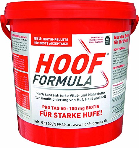 Biotin für Pferde - Zusatz-Futter für Pferde mit Zink, Vitamin B6, Lysin - 5kg Eimer Hoof Formula für ca. 200 Tage - Biotin-Pellets für starke Hufe - Ergänzungsfutter für Pferde von Hoof Formula
