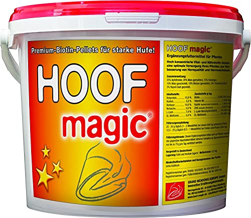 Premium Biotin-Pellets für Pferde mit Zink Kupfer Vitamin B6 und mehr - fördert Hufwachstum und Hornqualität - 2,5kg für ca. 100 Tage - Zusatzfutter für Pferde - Hoof Magic von Hoof Magic