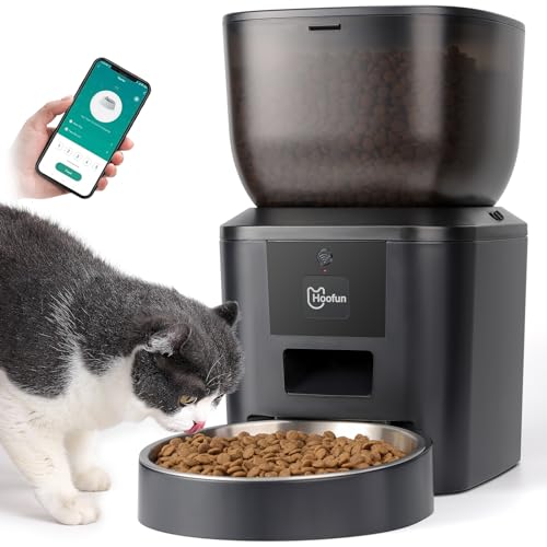 Futterautomat Katze Katzenfutter Automat WiFi: 4.4L Trockenfutter Spender Katzen Automatischer Futterspender Katze mit Maßgeschneidert Zeitplan,APP-Steuerung,Fernfütterung von Katzen und Hunden von Hoofun