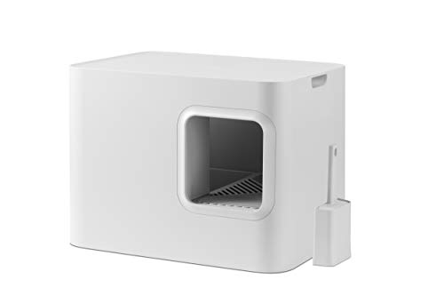 Hoopo® Dome Katzenklo, Premium Katzentoilette mit Auffangbehälter und Schaufel, 50 x 37.5 x 38 cm (Weiß) von Hoopo