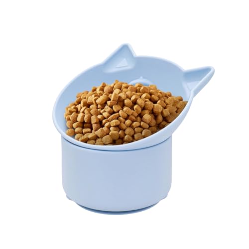 Cat Slow Feeder, Erhöhter Slow Feeder Bowl Tilt Design, Kein Schwarzes Kinn, geneigtes Design, für Trockene Nassfutter, für Katzen & Kleine Hunde (Blau) von Hooshion