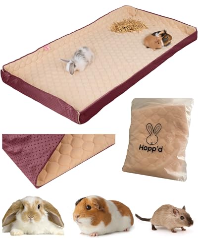 Hopp'd HutchLiner™ Waschbare Fleece-Einlage für Kaninchen/Meerschweinchen, geruchsabweisend, wasserdicht, rutschfest, Kühlmatte, Hasen-Heutasche (Midwest 119,4 x 61 cm, Cranberry) von Hopp'd
