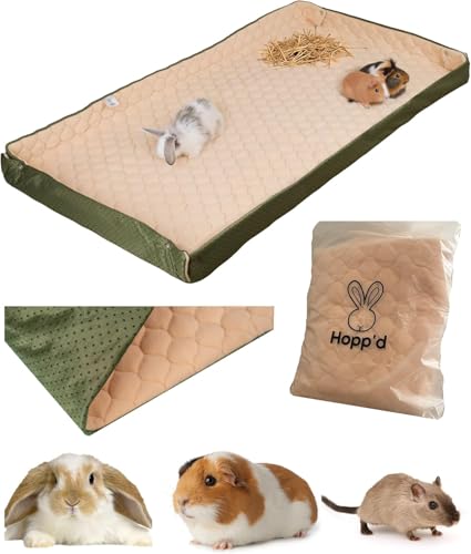 Hopp'd HutchLiner™ – waschbare Fleece-Einlage für Meerschweinchen/Kaninchen, geruchsabweisend, wasserdicht, rutschfest, vegan, Urinierunterlage, Kühlmatte, Heutasche (Midwest 119,4 x 61 cm, von Hopp'd