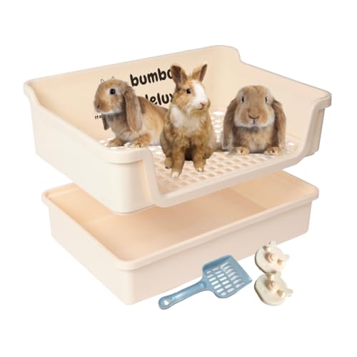 Bumbox Deluxe Kaninchen extra große Katzentoilette, Training Kaninchenkäfig mit Toilettenablage für Hamster, Hase, Frettchen, kleine und große Tiere, 54,5 cm (Creme) von HoppScotch.bun