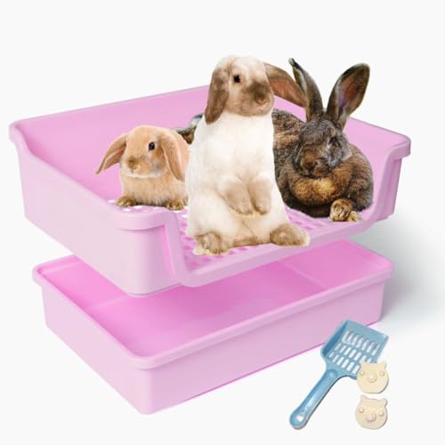 HoppScotch.bun Bumbox Deluxe: extra große Kaninchentoilette sicher für Hasenfüße, leicht zu reinigen, riesige Hasentoilette mit kabellosem Gitter, Kippschale, Kaninchentöpfchentraining und Hasenbedarf von HoppScotch.bun