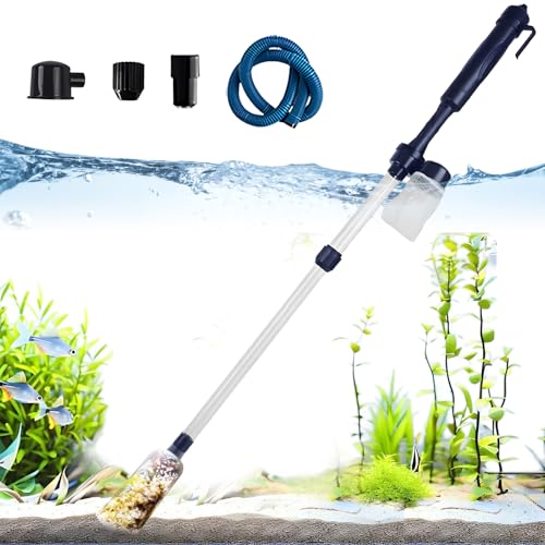 Hoquare Elektrischer Aquarium-Kiesreiniger, 4-in-1-Akku-Staubsauger, leistungsstarker Saugnapf, Aquarium-Filter, Sandreiniger mit Filterbeuteln, Waschwasser-Siphon (Batterie im Lieferumfang enthalten) von Hoquare