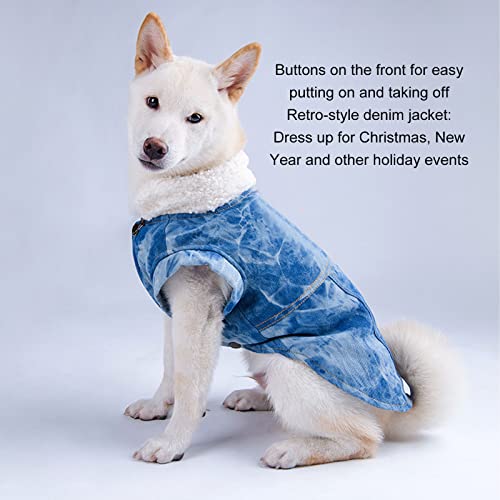 Horoper Hunde-Jeansmantel, Haustier-Denim-Plüschmantel, Plüsch-Denim-Haustierjacke für Kleine, Mittelgroße Hunde(XL) von Horoper