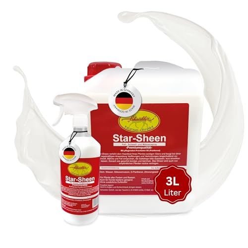 Scheidler horse-direkt Star-Sheen Mähnenspray 3l für Pferde – Langanhaltendes Schweifspray für brillanten Glanz - Leichtes Kämmen & Fellpflege – Natur Glanzspray 2,5l Kanister + 0,5l Sprühflasche von Scheidler horse-direkt