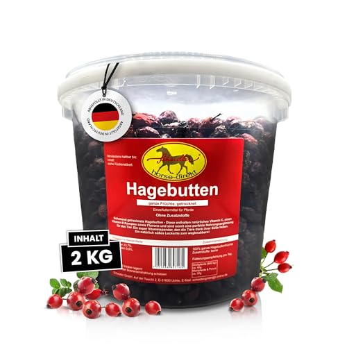 Scheidler Horse-Direkt Hagebutten für Pferde - 2,5 kg Getrocknete Ganze Früchte, Vitamin C Quelle, Ideal als Zusatzfutter oder Leckerli, Natürliches Pferdefutter, Ohne Zusätzlichen Zucker von Scheidler horse-direkt