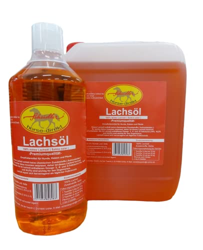 Horse-Direkt Lachsöl für Hunde, Katzen und Pferde, reines Fischöl, Barf Öl ohne Zusätze, reich an Omega-3, 6- und 9-Fettsäuren, natürliches Einzelfuttermittel, 6 Liter von Scheidler horse-direkt
