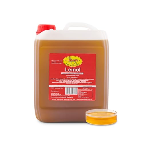 Horse-Direkt Premium Leinöl 10 Liter Kanister Für Pferde, Hunde & Katzen- Leinsamenöl Kaltgepresst Zum Barfen Für Das Tier - Natürlicher Futterzusatz Zur Unterstützung von Scheidler horse-direkt