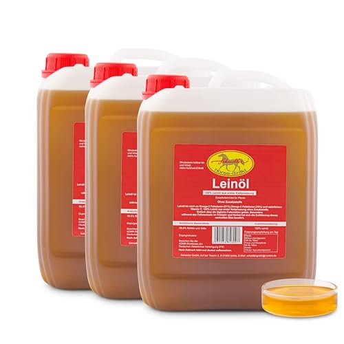 Horse-Direkt Premium Leinöl 15 L (3x5 Liter Kanister) Für Pferde, Hunde & Katzen- Leinsamenöl Kaltgepresst Zum Barfen Für Das Tier - Natürlicher Futterzusatz Zur Unterstützung von Scheidler horse-direkt