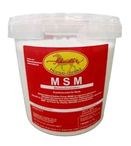 Scheidler horse-direkt MSM 1500 g Eimer (Methylsulfonylmethan) organischer Schwefel, hochrein, 34% Schwefel für Pferde, Ponys - inkl. Messlöffel von Scheidler horse-direkt