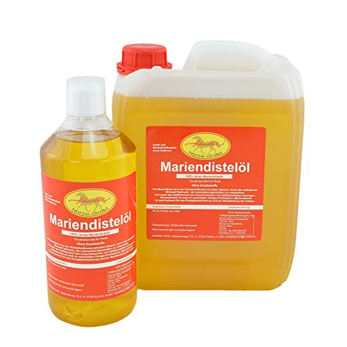 Scheidler horse-direkt Mariendistelöl 6L (5L Plus 1L) Einzelfuttermittel für Pferde, Hunde & Katzen – Natürliche Nahrungsergänzung & kaltgepresst – Reich an Omega 6 und Vitamin E – inkl. Dosierkappe von Scheidler horse-direkt