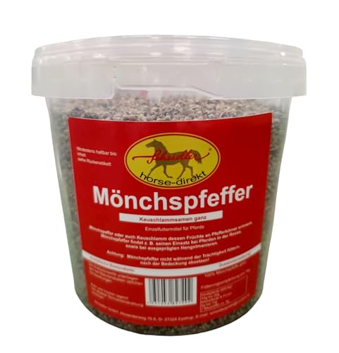 Scheidler horse-direkt Mönchspfeffer ganz für Pferde 600 g Eimer - Keuschlammsamen z. B. für rossige Stuten - Einzelfuttermittel für Pferde von Scheidler horse-direkt