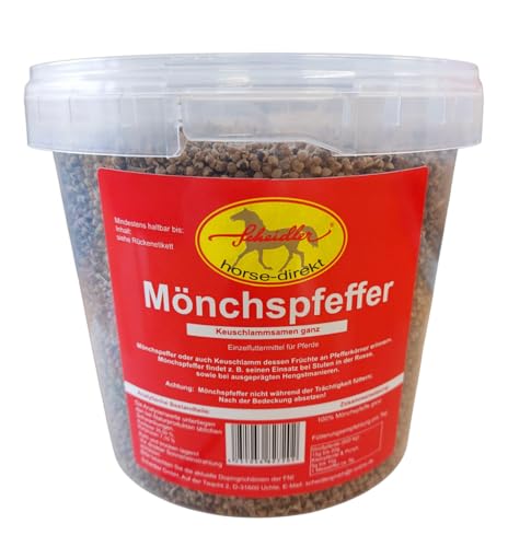 Scheidler horse-direkt Mönchspfeffer ganz für Pferde 1100 g Eimer - Keuschlammsamen z. B. für rossige Stuten - Einzelfuttermittel für Pferde von Scheidler horse-direkt