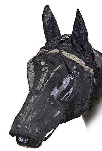 HorseGuard Fliegenmaske mit Ohren und Maulteil schwarz | Fliegenhaube | Fliegenschutz Pferde von Horse Guard