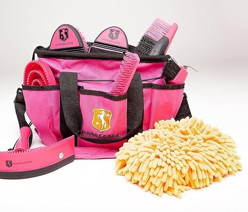 Horsecode Putztasche mit Inhalt 10-teilig Hot Pink von Horsecode