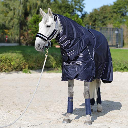 Horsenjoy Pferdedecke Regendecke Winterdecke Outdoordecke Paddockdecke mit Halsteil 300g 200g Füllung Aspen (135 cm, 200 g dunkelblau) von Horsenjoy