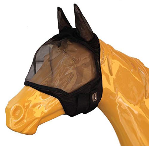 Horses, Anti-Fliegen-Maske für Pferd, Soft Pro Maskenmodell, aus Nylon und Baumwolle mit Ohrenklappen, Leicht und Atmungsaktiv, Farbe SCHWARZ (L, SCHWARZ) von Horses