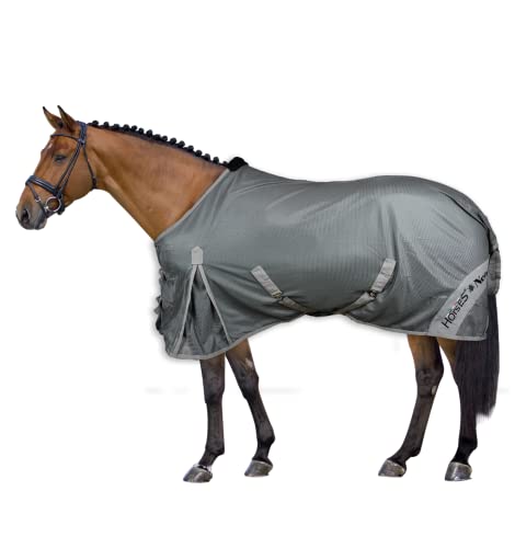 Horses, Fliegendecke Nemesis aus Netzmaterial, Hervorragend Verarbeitete Decke, Nützlich zum Schutz des Pferdes vor Temperaturschwankungen und Insekten (128 cm, Grau) von Horses