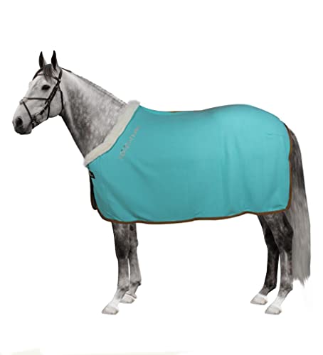 Horses, Flauschige Pile-Pferdedecke mit Pelleinsatz am Hals, für Spaziergänge ideal und bequem, mit Nylonschwanz (128 cm, Himmelblau) von Horses