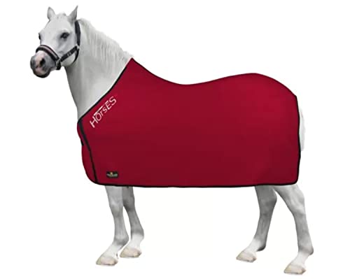 Horses, Fleece Decke Basic Pony, Weich und Bequem, Ideal für Transport und Feierabend (90 cm, Rot) von Horses